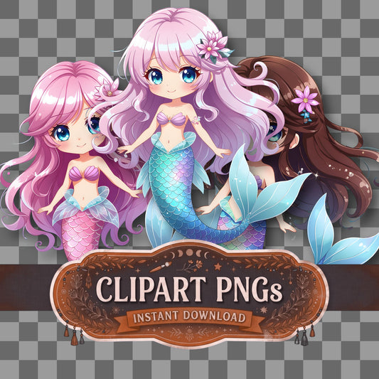 Chibi Anime Mermaid Clipart Pngs