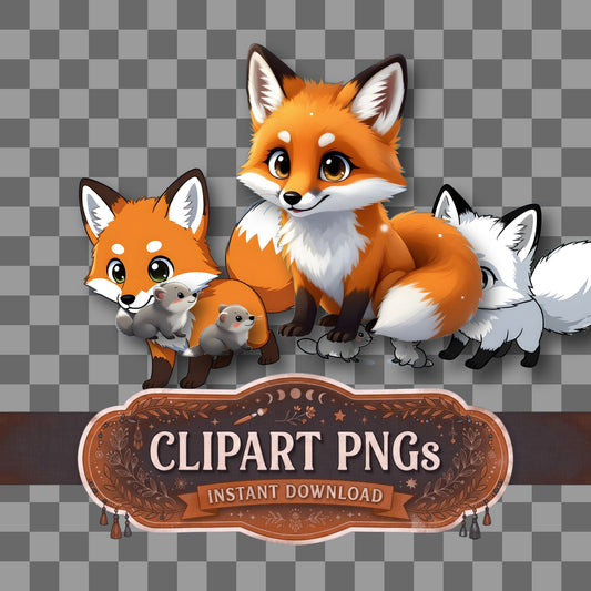 Chibi Arctic Fox Hunting Clipart Pngs