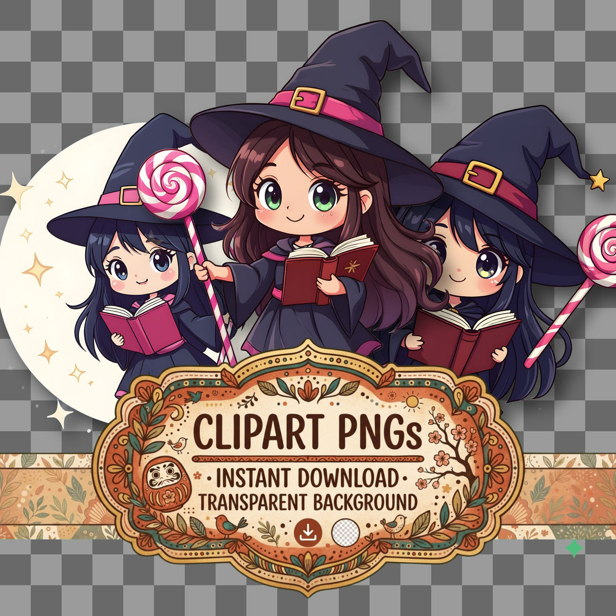 Chibi Candy Witch Clipart Pngs