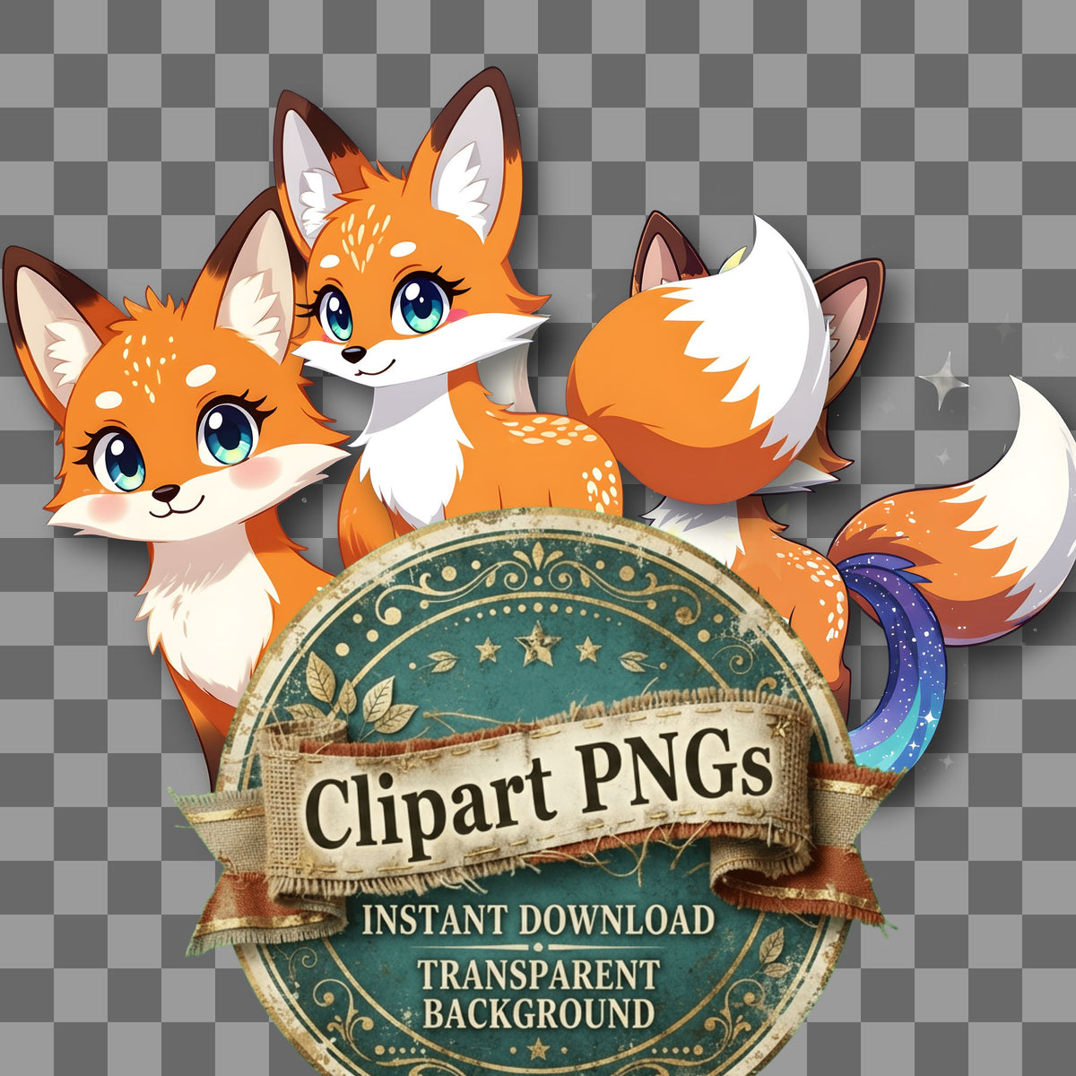Chibi Cosmic Fox Clipart Pngs
