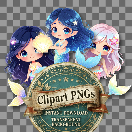 Chibi Cosmic Mermaid Clipart Pngs