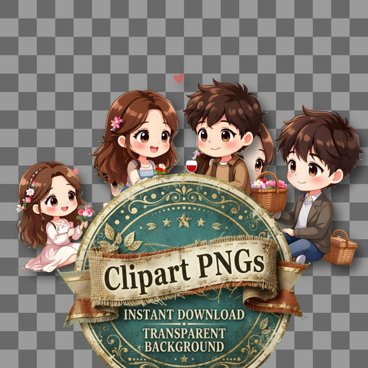 Chibi Couple Having Romantic Clipart Pngs