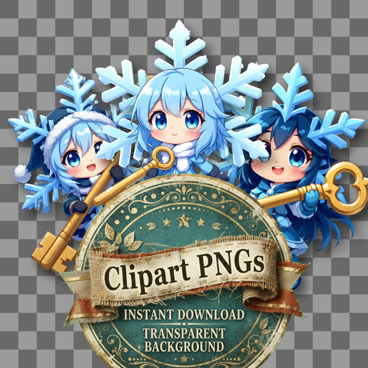 Chibi Dancing Snowflake Clipart Pngs
