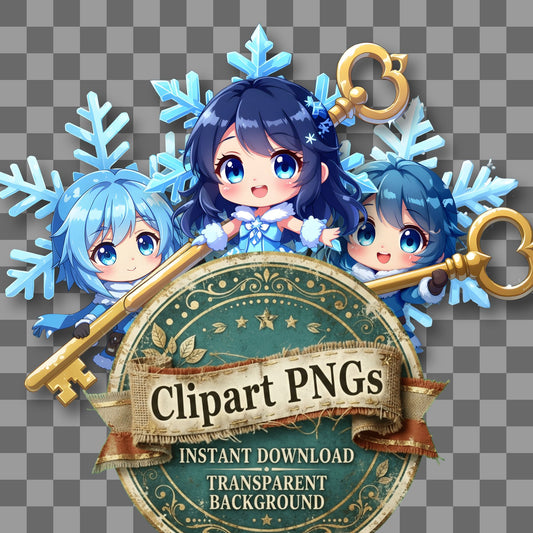 Chibi Dancing Snowflake Clipart Pngs