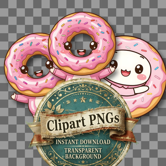 Chibi Donut Mascot Clipart Pngs