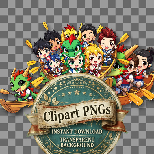 Chibi Dragon Boat Racing Clipart Pngs