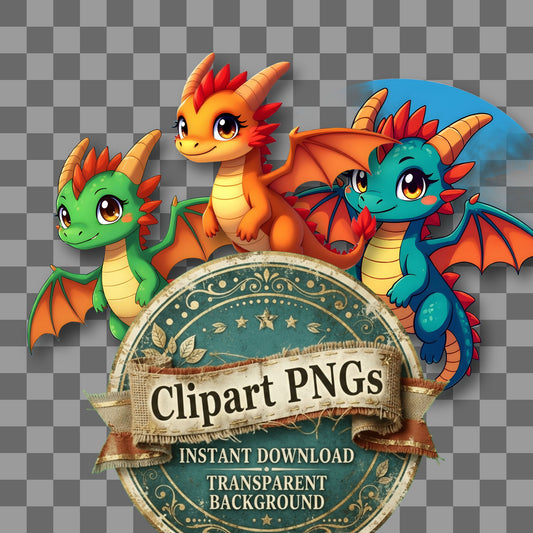 Chibi Dragon Flying Clipart Pngs