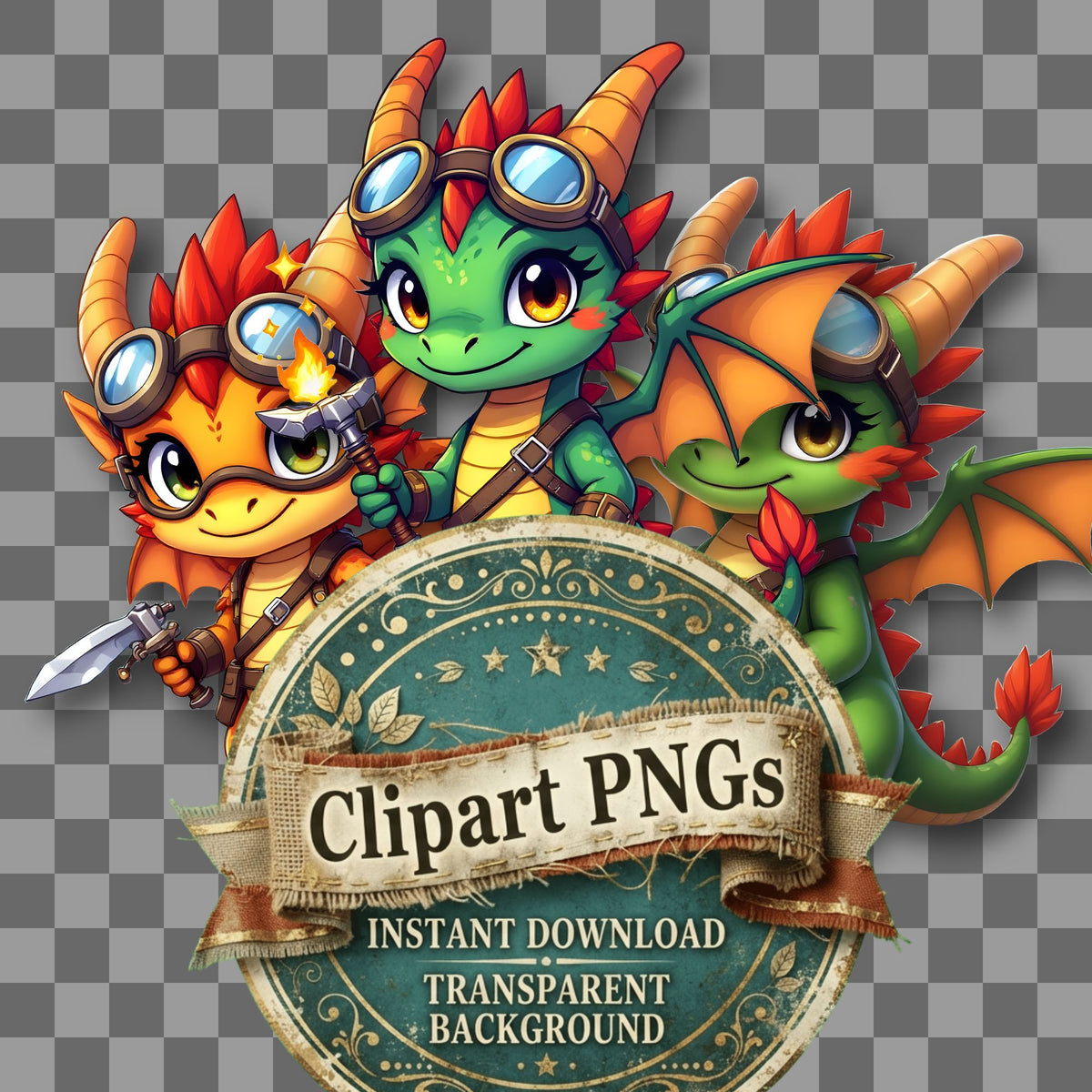 Chibi Dragon Rider Clipart Pngs
