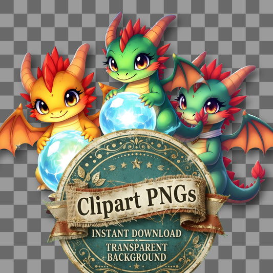 Chibi Dragon Wizard Clipart Pngs