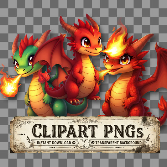 Chibi Fire Dragon Clipart Pngs