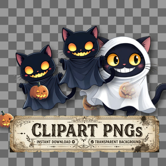Chibi Ghost Cat Clipart Pngs