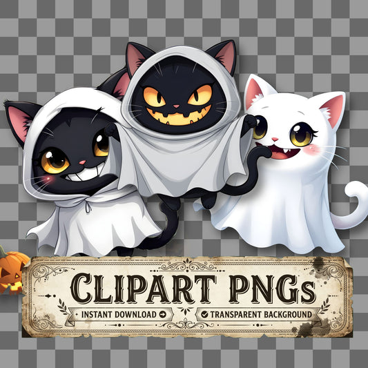 Chibi Ghost Cat Clipart Pngs