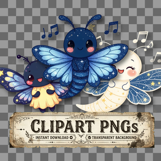 Chibi Ghostly Moth Clipart Pngs