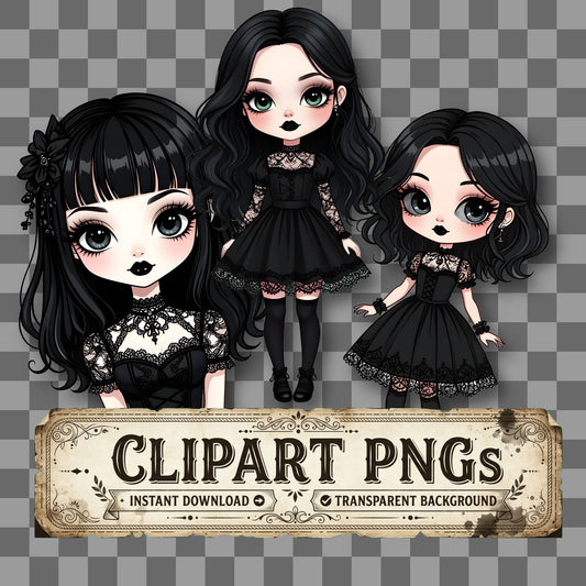 Chibi Goth Girl Clipart Pngs