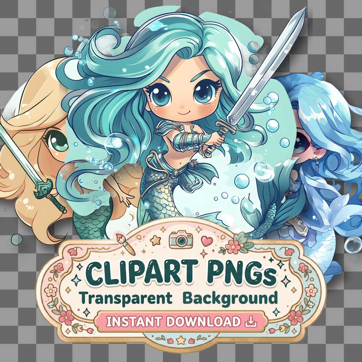 Chibi Mermaid Clipart Pngs