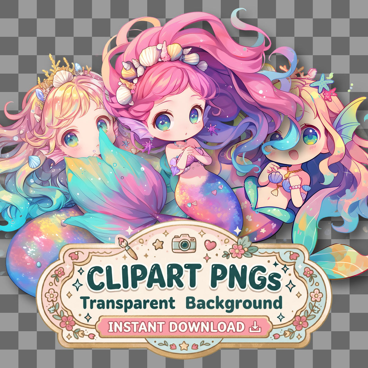 Chibi Mermaid Clipart Pngs