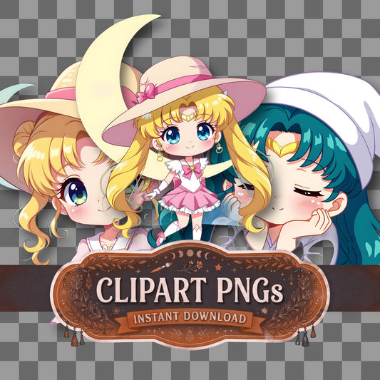 Chibi Moon Wearing Clipart Pngs
