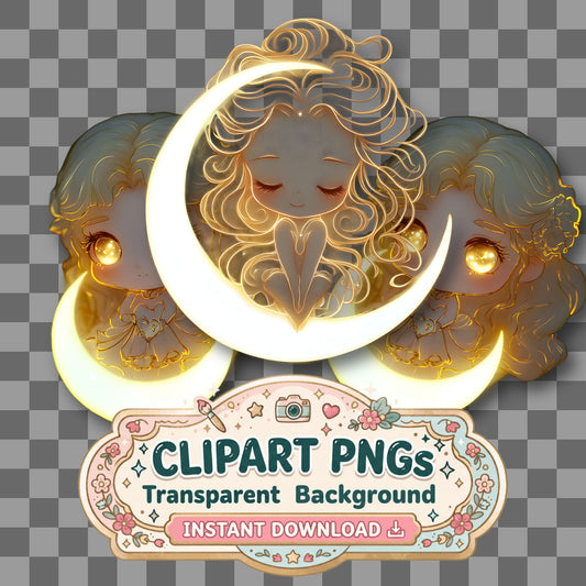 Chibi Moon Clipart Pngs