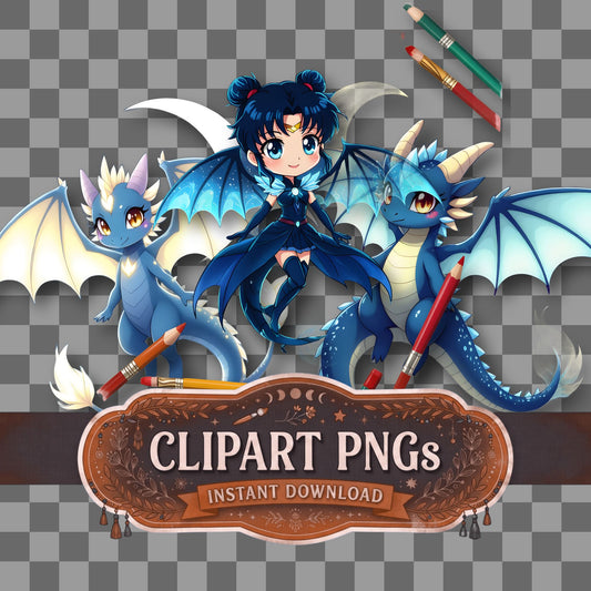 Chibi Moonlight Dragon Clipart Pngs