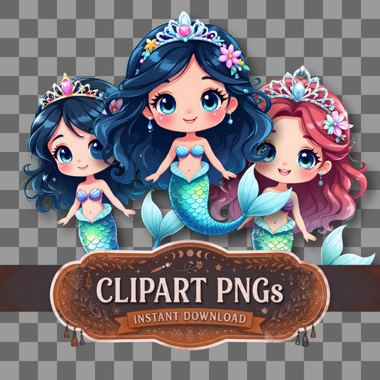 Chibi Ocean Mermaid Clipart Pngs