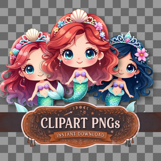 Chibi Ocean Mermaid Clipart Pngs