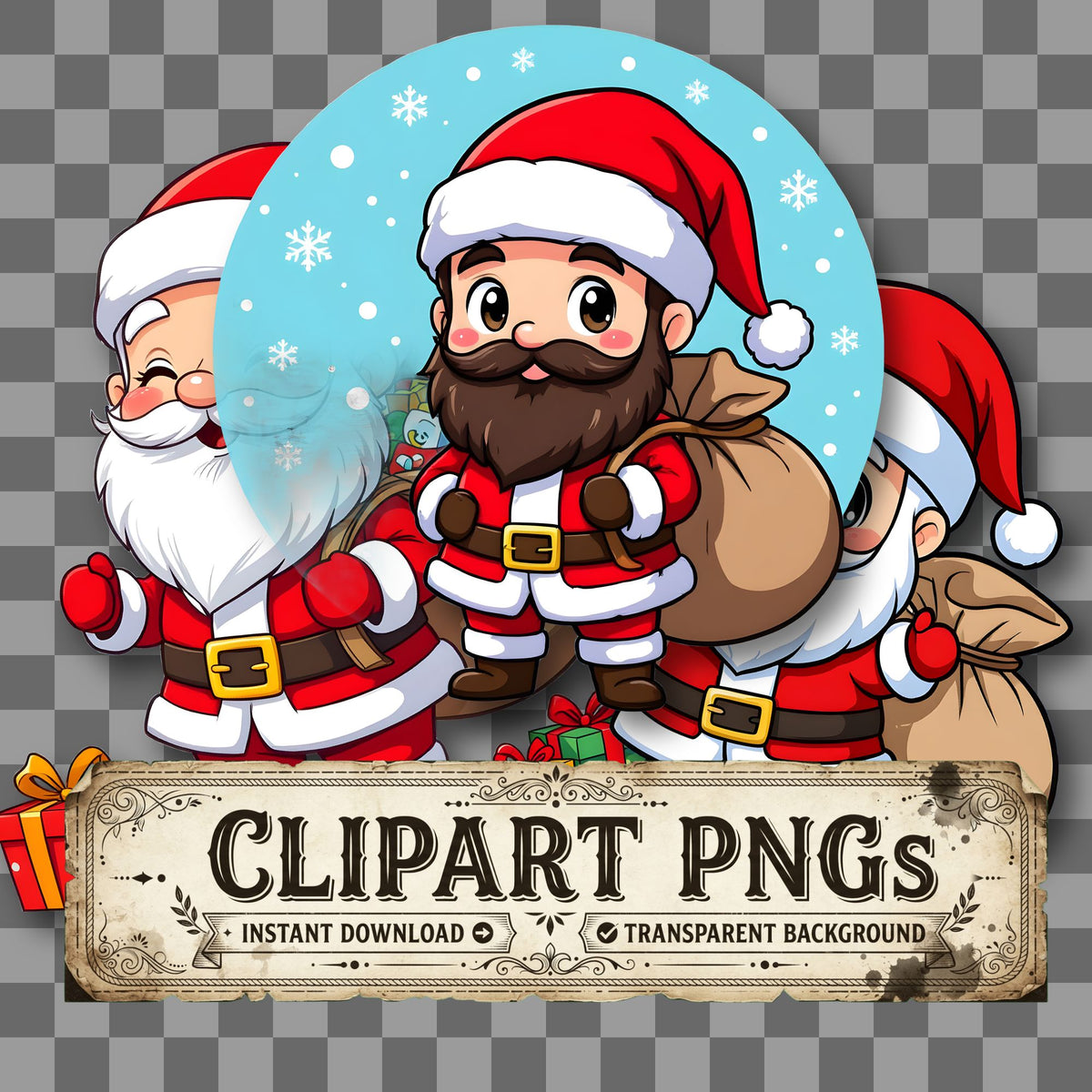Chibi Santa Claus Clipart Pngs