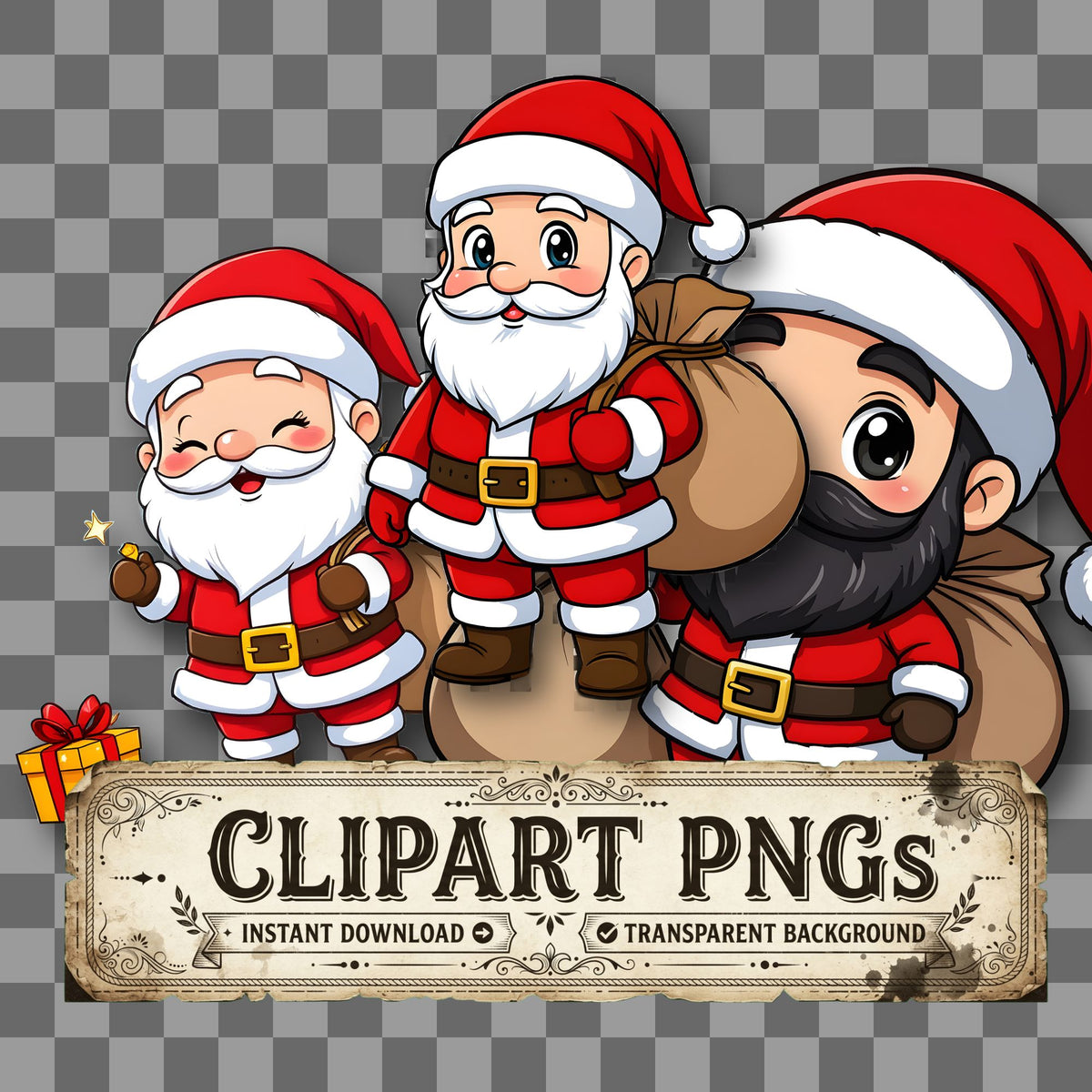 Chibi Santa Claus Clipart Pngs