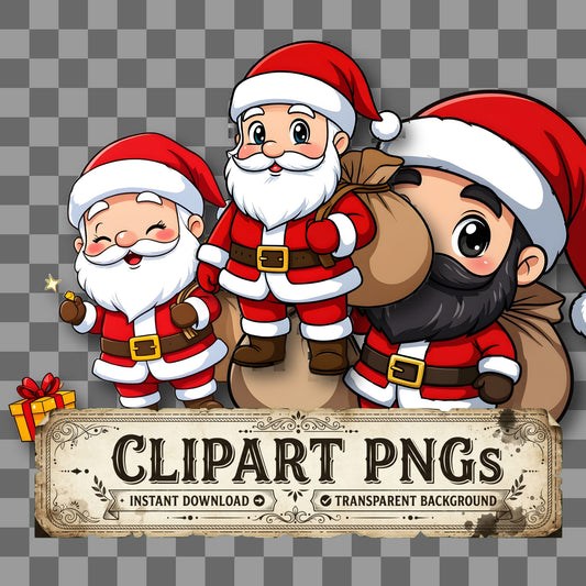 Chibi Santa Claus Clipart Pngs