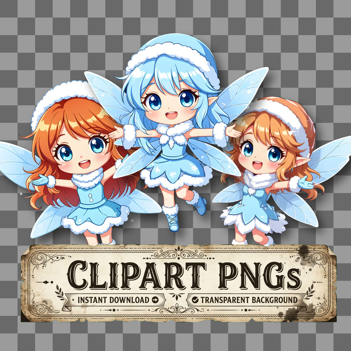 Chibi Snow Fairy Throwing Clipart Pngs