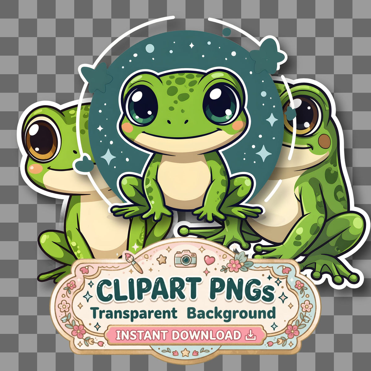 Chibi Style Frog Clipart Pngs