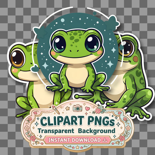 Chibi Style Frog Clipart Pngs