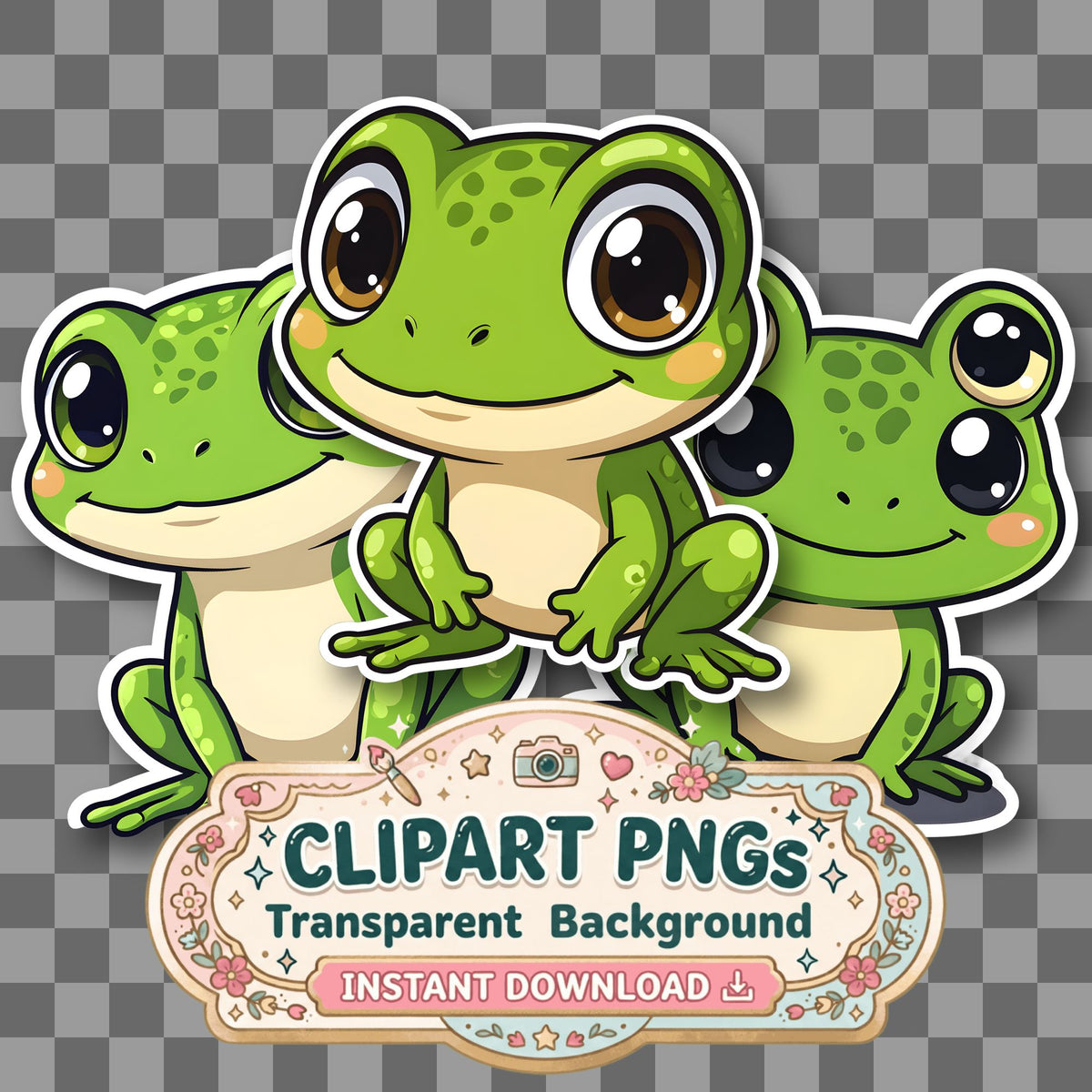 Chibi Style Frog Clipart Pngs