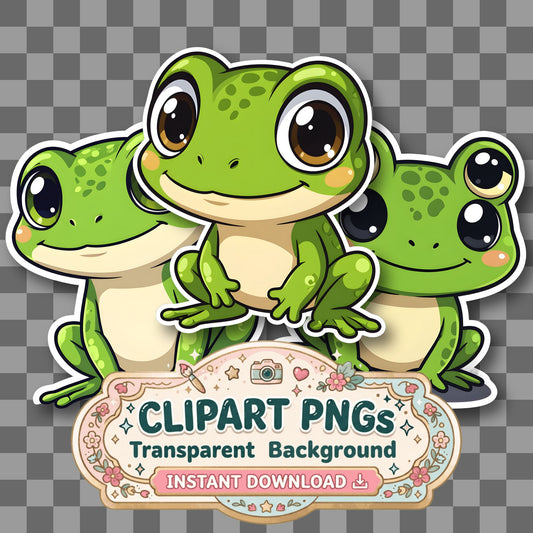 Chibi Style Frog Clipart Pngs
