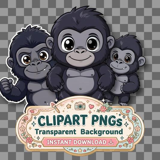 Chibi Style Gorilla Clipart Pngs