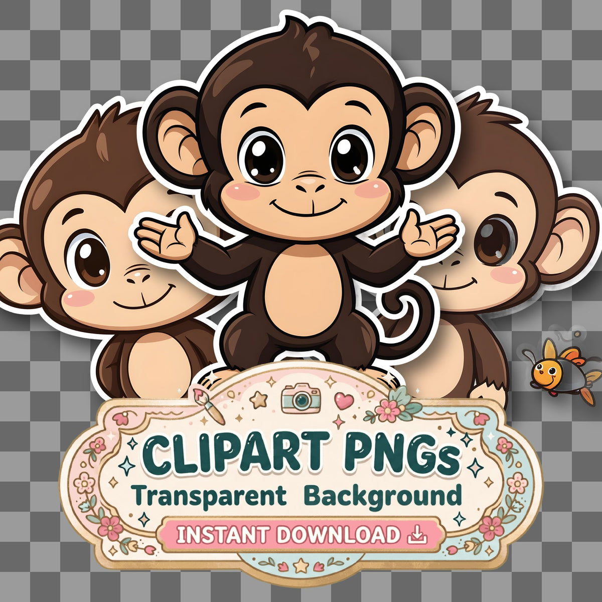 Chibi Style Monkey Clipart Pngs