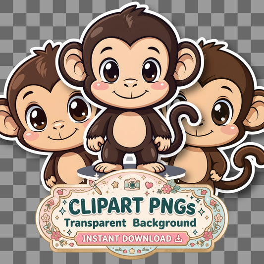 Chibi Style Monkey Clipart Pngs