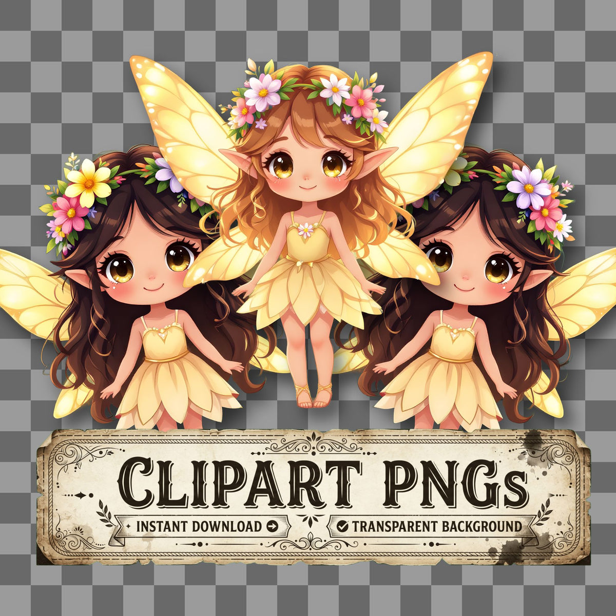Chibi Summer Fairy Clipart Pngs