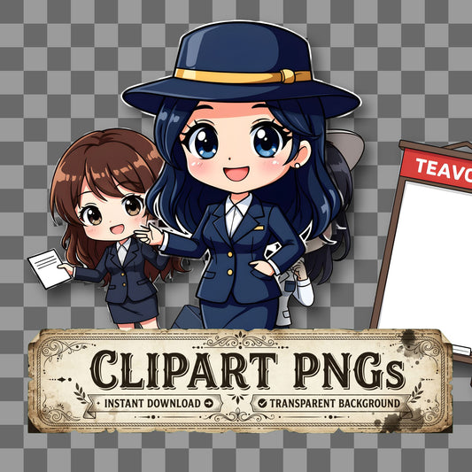 Chibi Travel Agent Clipart Pngs