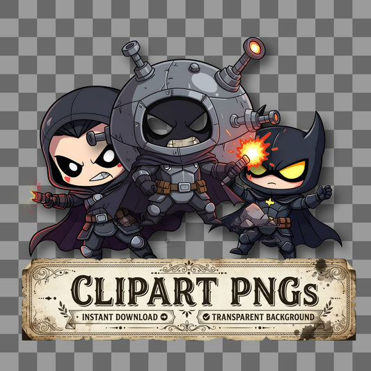 Chibi Villain Building Doomsday kawaii clipart with transparent background, digital download cover