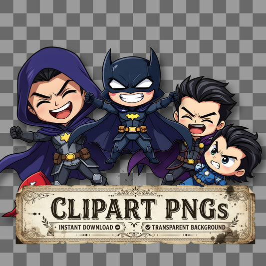 Chibi Villain Gloating Over kawaii clipart with transparent background, digital download cover