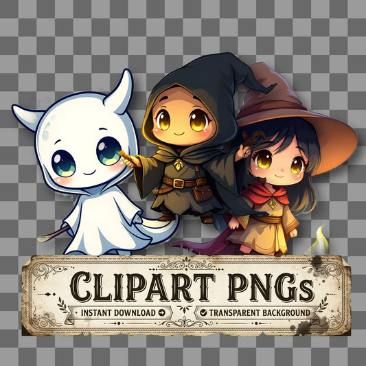 Chibi Will O' The Wisp Glowing Mysteriously kawaii clipart with transparent background, digital download cover