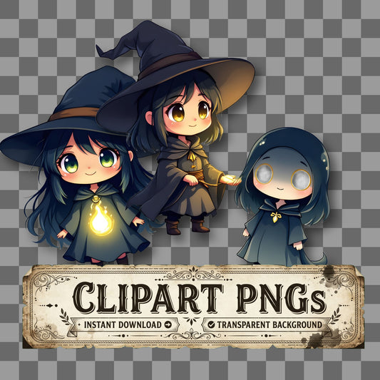 Chibi Will O' The Wisp Glowing Mysteriously kawaii clipart with transparent background, digital download cover