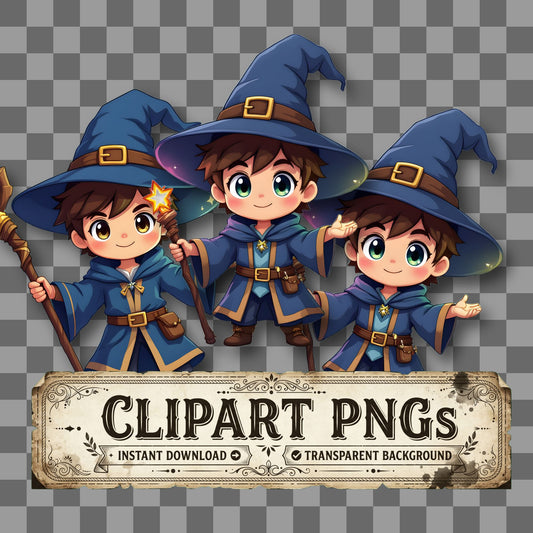 Chibi Wizard Boy Clipart Pngs