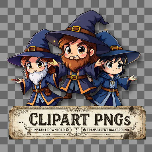 Chibi Wizard Casting Clipart Pngs
