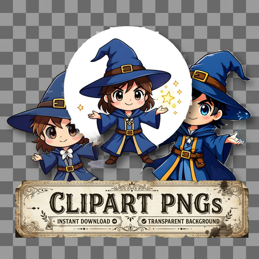 Chibi Wizard Casting Clipart Pngs