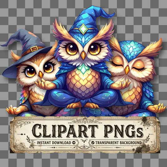 Chibi Wizard Owl Clipart Pngs