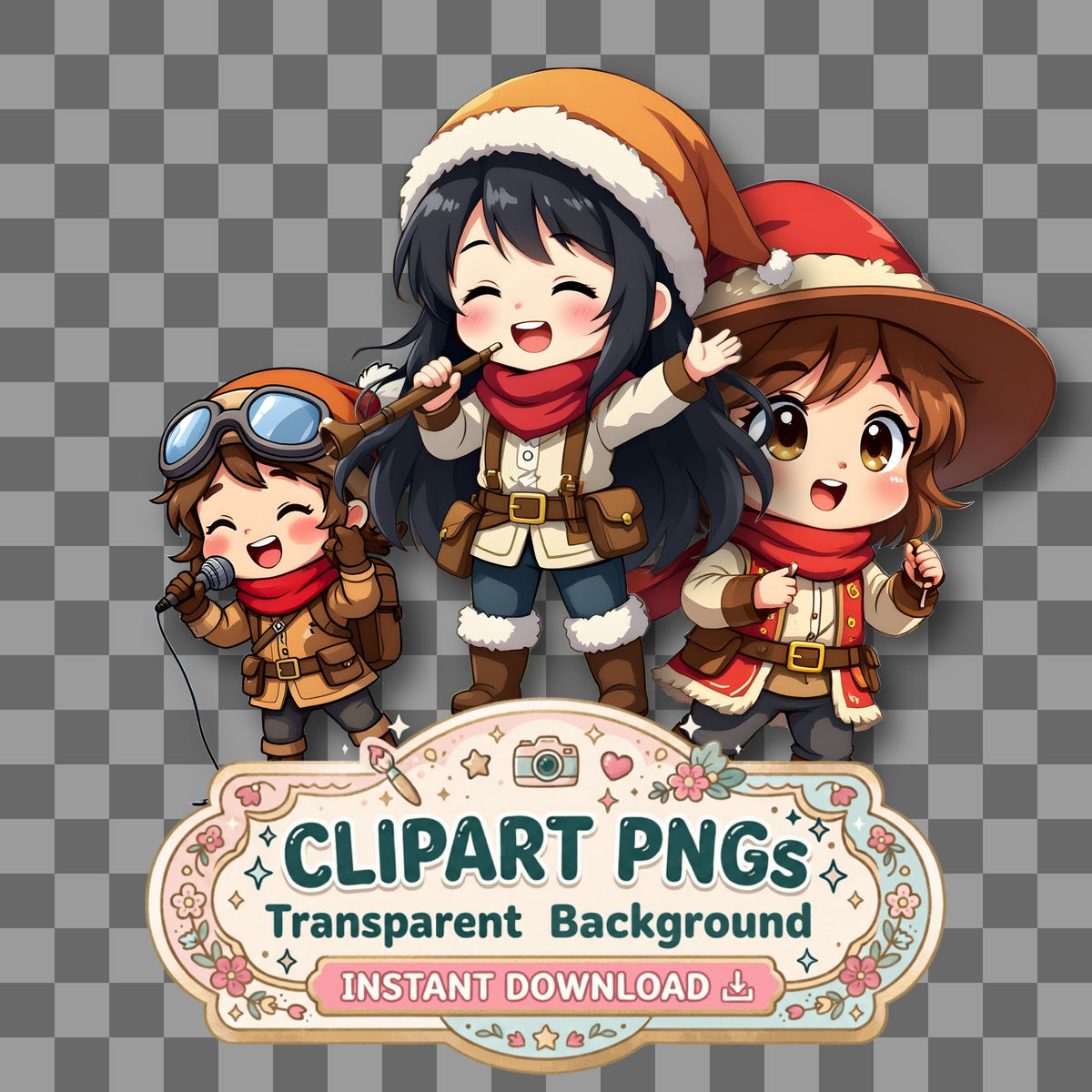 Chibi Yodeler Practicing Alpine Clipart Pngs