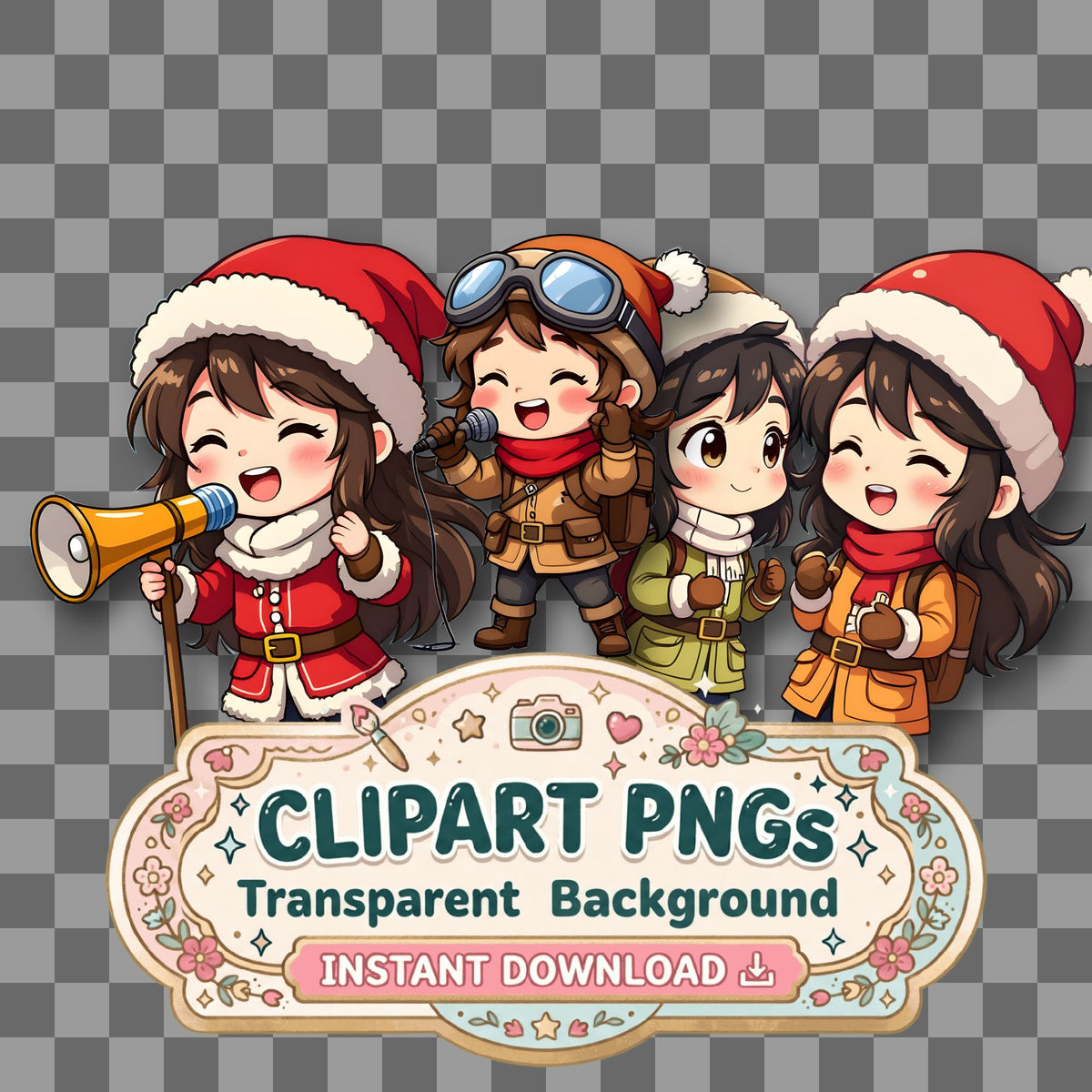 Chibi Yodeler Practicing Alpine Clipart Pngs