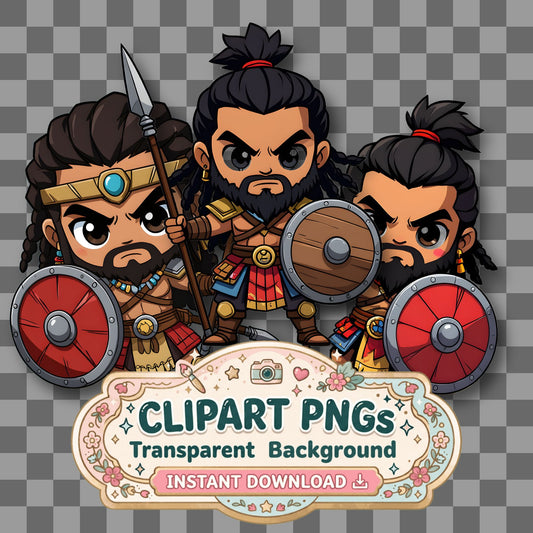 Chibi Zulu Warrior Clipart Pngs