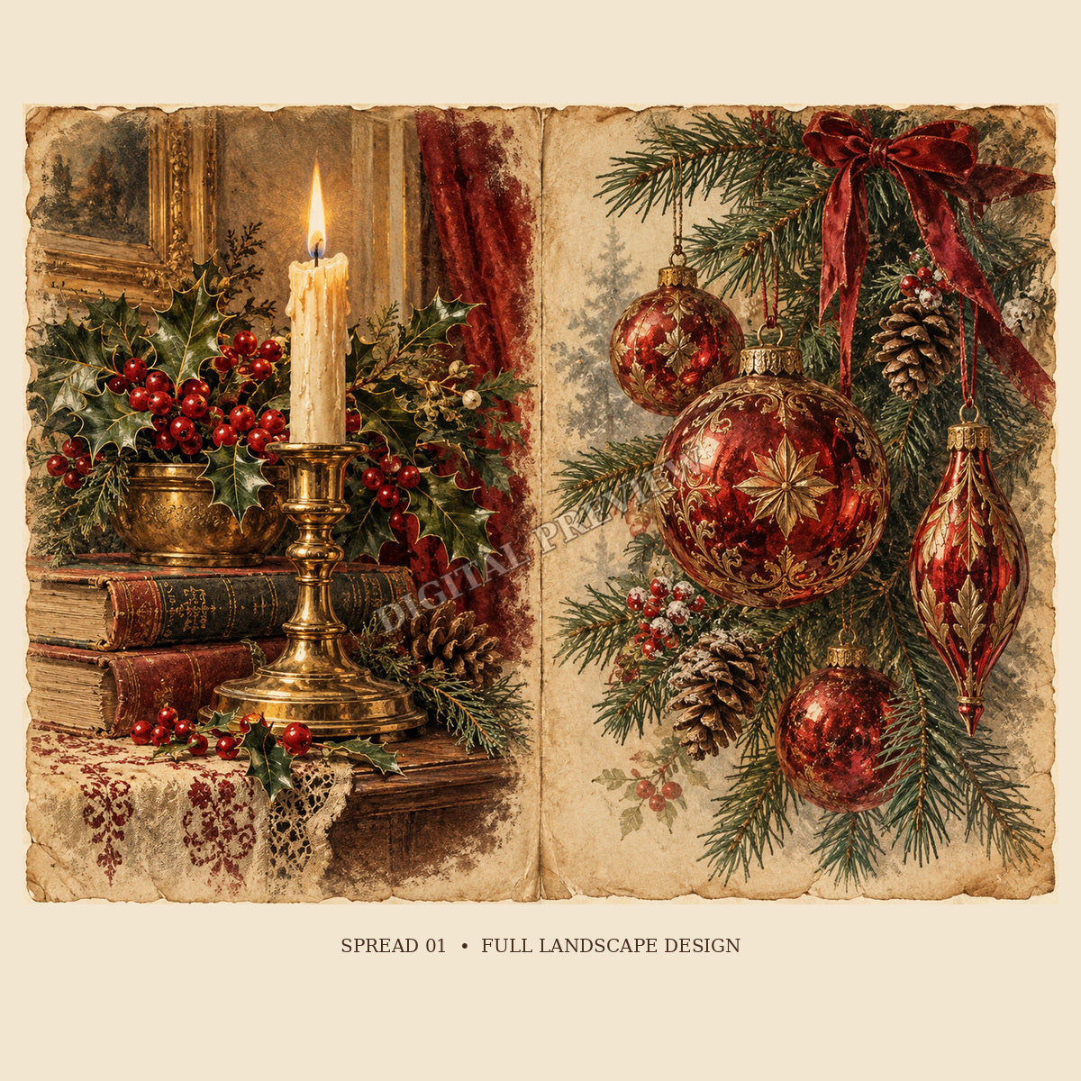 Full view of Christmas double-page spread 1 with generic watermark